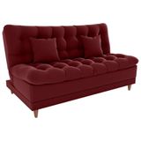 Sofa Cama 2 Lugares 185 Cm Duda Veludo E432 Milani Store Vermelho