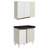 Armario E Balcao Canto Reto 89cm Mdf Kali Nicioli Bianco Toq Branco Uv