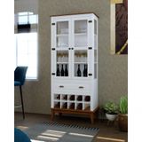 Cristaleira Adega 2 Portas 1 Gaveta Madeira Veneza Branco