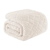 Manta Whale Flotilla Fuzzy Fleece Queen Size Ivory
