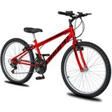 Bicicleta Aro 24 Dropp Sport Infantil Adulto18 Vel Marchas Freio V-brake - Vermelho E Preto