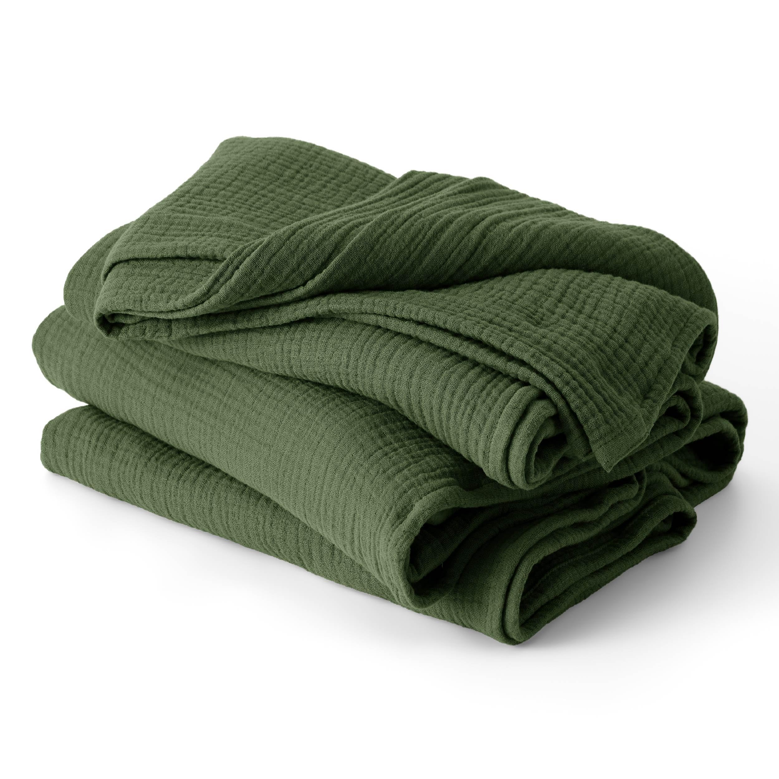 Throw Blanket Bedsure 100% Algodão Muslin Twin Xl Verde Oliva