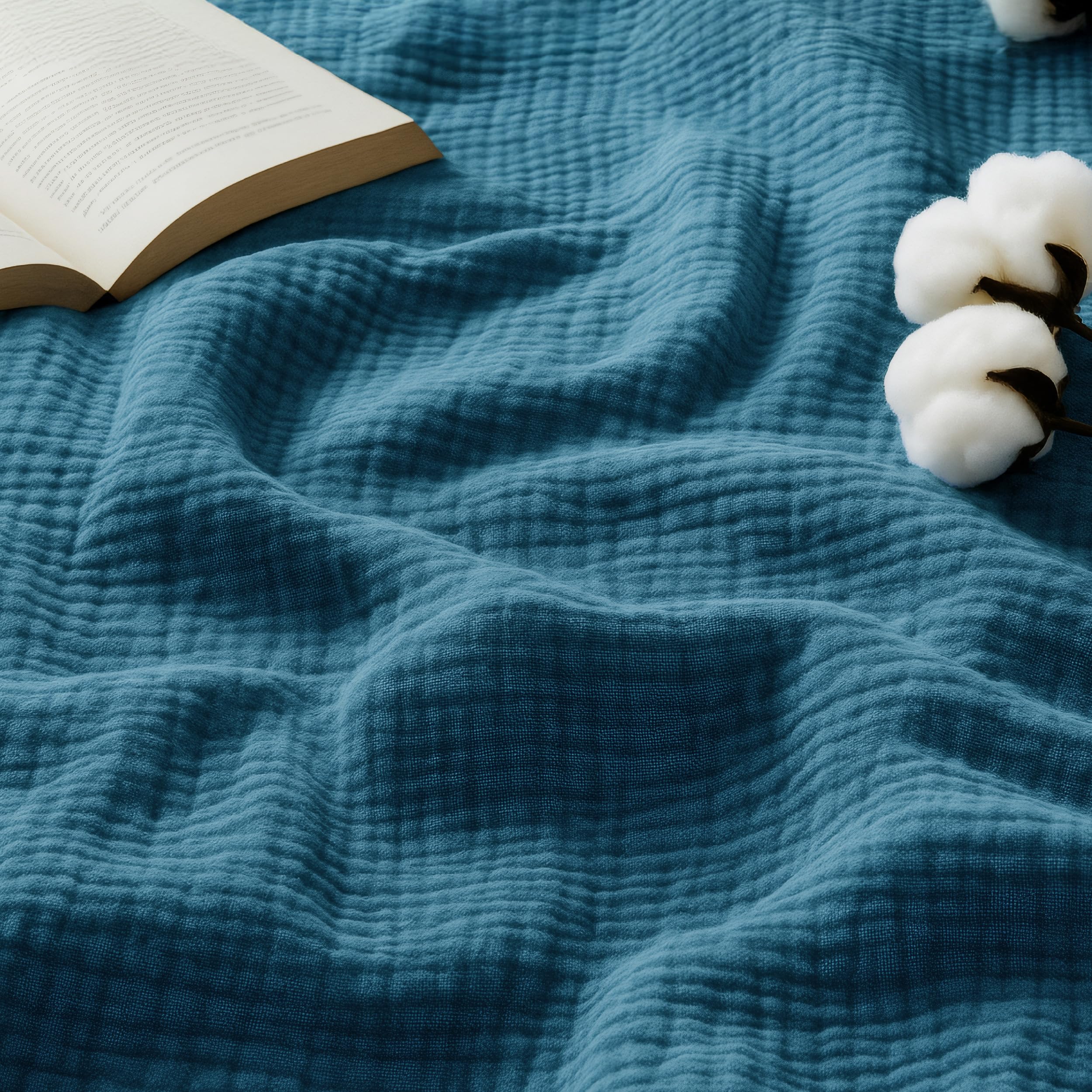 Throw Blanket Bedsure 100% Algodão Muslin Twin Xl Teal