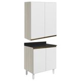 Armario Aereo Balcao 2 Portas 60cm Mdf Kali Nicioli Bianco Toq Branco Uv