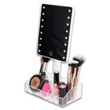 Organizador Maquiagem Cosméticos 9 Nichos Acrílico Premium Com Espelho Led 16 Luzes Touch Regulável