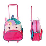 Mochila Infantil Com Rodinha E Alças Tema Unicórnio Pink
