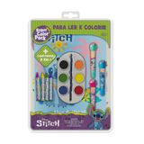 Livro Stitch Para Colorir Carimbo Canetinha Giz Aquarela