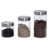 Kit 3 Potes De Vidro Com Tampa Inox – Organização E Estilo