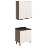 Armario Aereo Balcao 2 Portas 70cm Mdf Kali Carvalho Toq Off White Cetim Nicioli