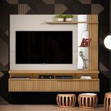 Painel Para Tv Ripado Com Porta Mandonie Carvalho Off White