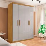 Roupeiro 4 Portas E 3 Gavetas Palmas Naturalle Off White