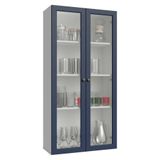 Cristaleira Suspensa 70 Cm 2 Portas De Vidro Branco/azul Vik Madesa