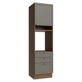 Torre Quente 60 Cm 1 Porta 3 Gavetas Rustic/cinza Vik Madesa