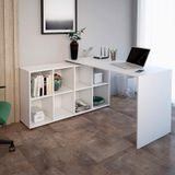 Mesa De Escritório Em L 8 Nichos Dakota Branco