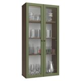 Cristaleira Suspensa 70 Cm 2 Portas De Vidro Rustic/verde Vik Madesa