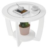 Mesa De Centro Com Tampo De Vidro Pinhais Branco