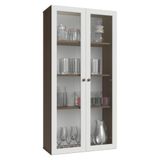 Cristaleira Suspensa 70 Cm 2 Portas De Vidro Rustic/branco Vik Madesa