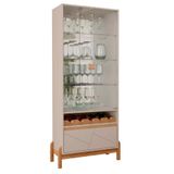 Cristaleira Com Espelho 2 Portas London Off White Cedro