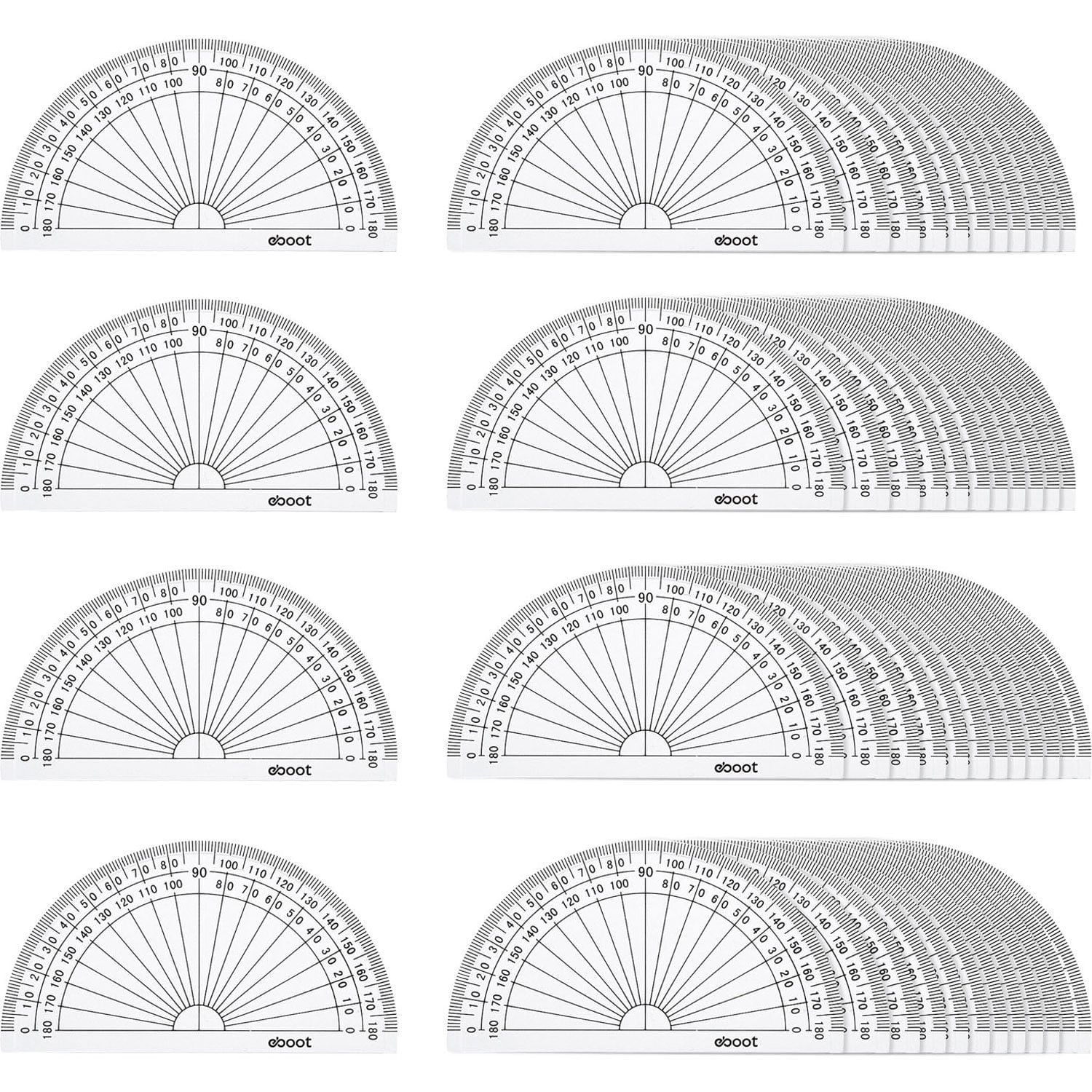 Transferidor Eboot Math 180 Graus 10 Cm De Plástico Transparente X50