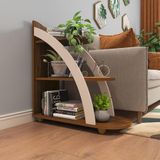 Mesa De Apoio 3 Prateleira Curvo Eribor Cedro Off White