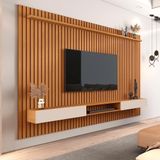 Conjunto Painel Ripado E Nicho 218 Riviera Nature Off White