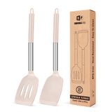 Pacote De 2 Espátulas Antiaderentes Com Fenda Silicone Solid Turner