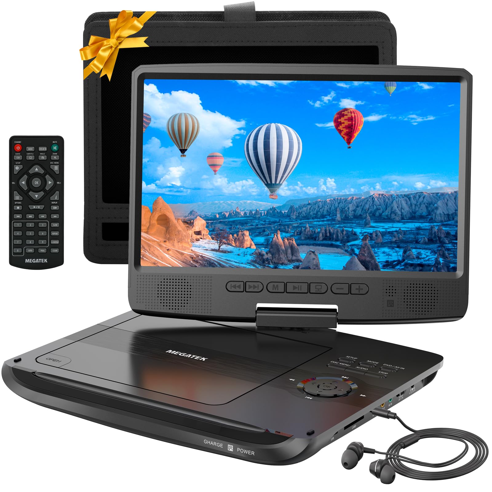 Leitor De Dvd Portátil Megatek Pd-1256 10.5" Hd Com Bateria De 6 Horas