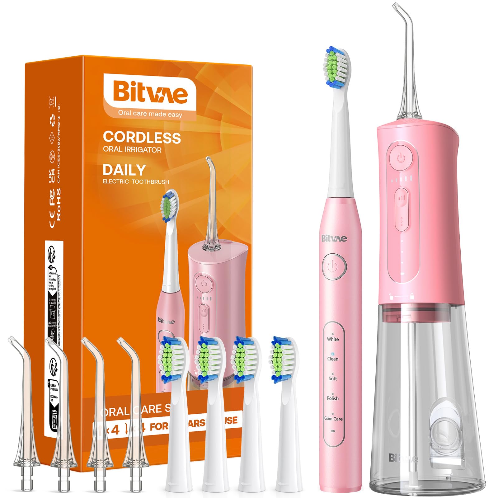 Water Dental Flosser Teeth Picks Bitvae Cordless Pink