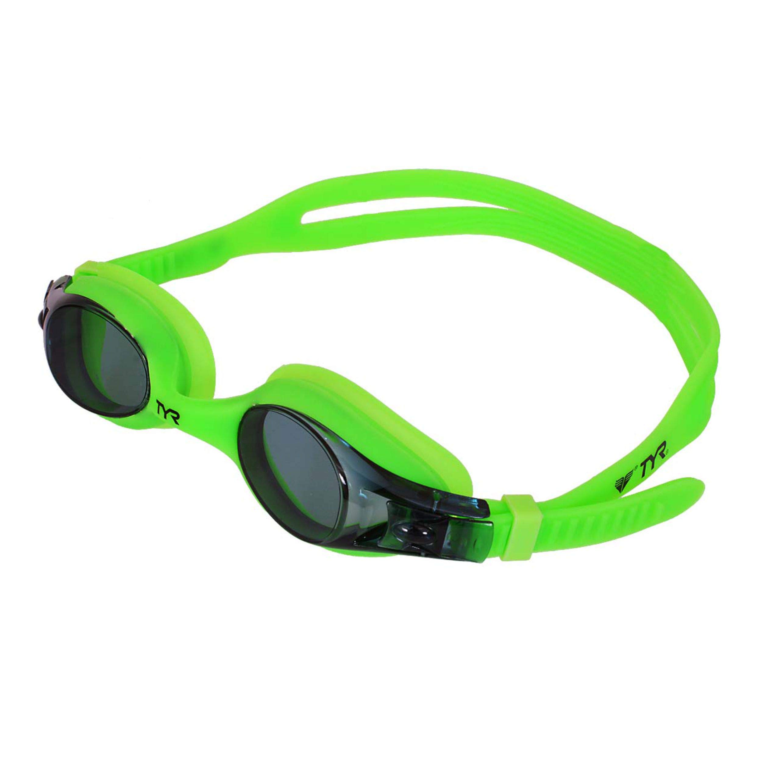 Óculos De Natação Tyr Kids Swimple Smoke/green Silicone 3-10 Anos