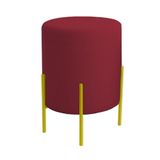 Puff Orgânico Veludo Thor Com Pés De Ferro Dourado Bordo