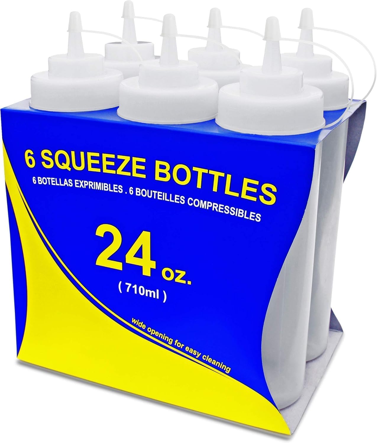 Garrafas Squeeze Bottles New Star Foodservice Plastic, 710 Ml, Pacote Com 6