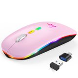 Mouse Sem Fio Hotlife Led Slim Recarregável Bluetooth Rosa