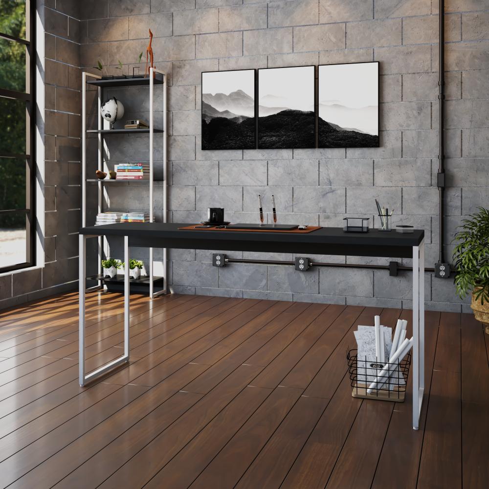 Mesa Dynamica 150x60x75cm Preto Ônix / Est.branca