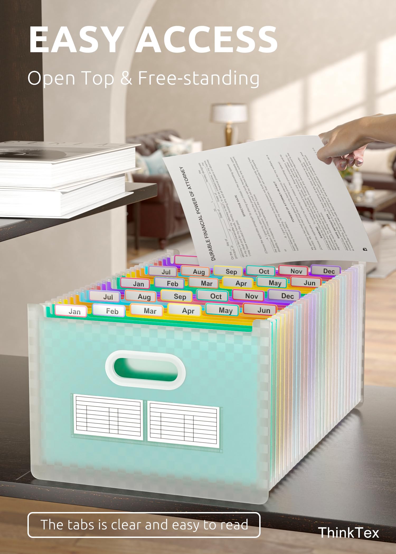 Organizador De Arquivos De Acordeão Thinktex 26 Pockets A4/letter