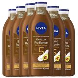 Kit Creme Hidratante Corporal Nivea Beleza Radiante Cuidado Intenso 400ml - 6 Unidades