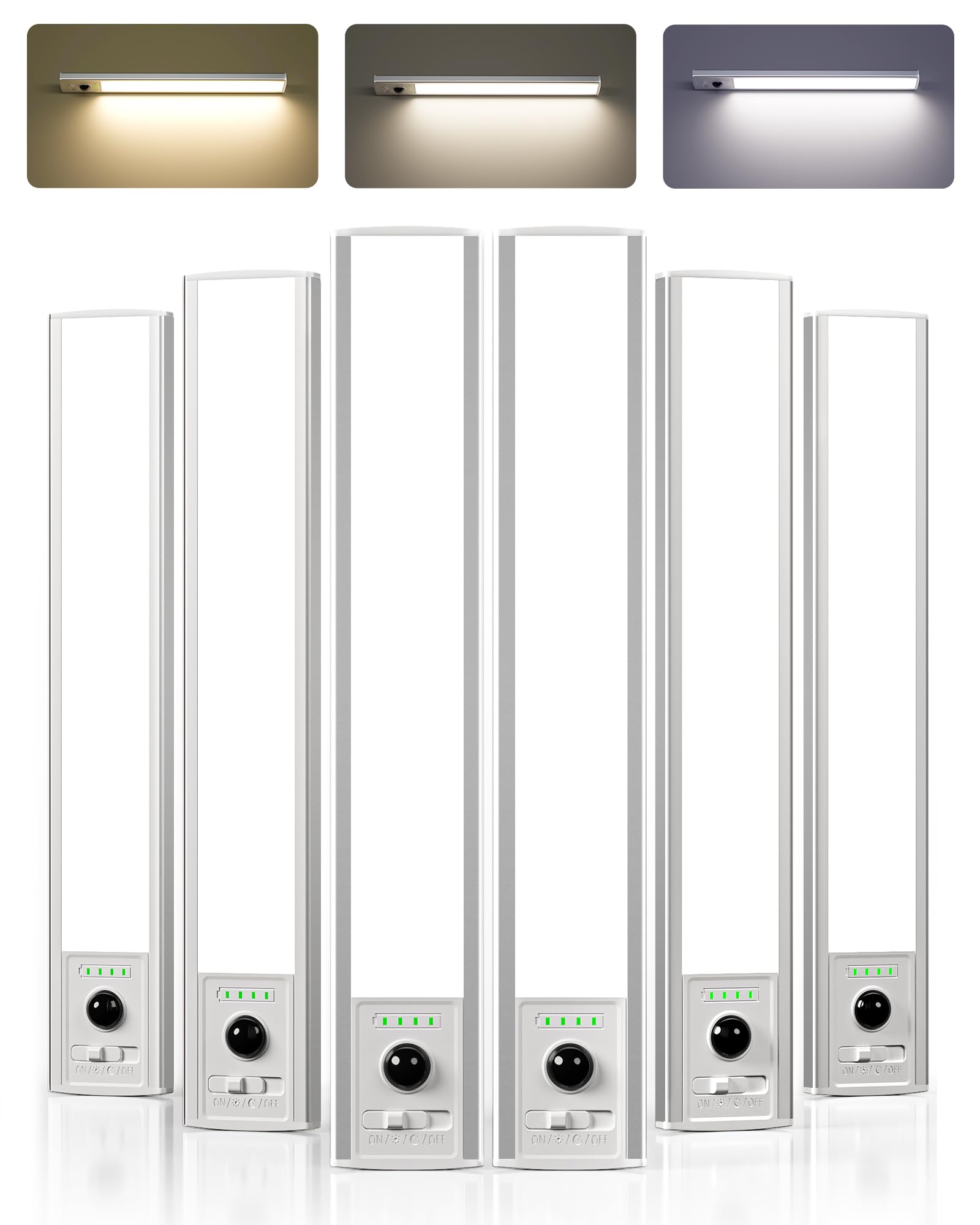 Under Cabinet Lights Ezvalo 96 Led Recarregável, Pacote Com 6