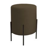 Puff Orgânico Boucle Thor Com Pés De Ferro Preto Marrom