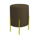 Puff Orgânico Veludo Thor Com Pés De Ferro Dourado Marrom