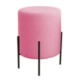 Puff Orgânico Veludo Thor Com Pés De Ferro Preto Rosa