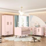 Conjunto Quarto Infantil Retro Sevilha Rosa Com Colchao