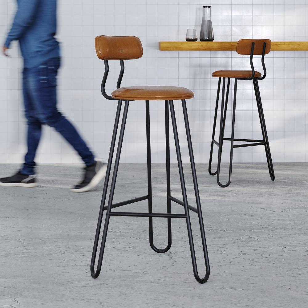 Conjunto 2 Banquetas Alta Ginger Com Encosto