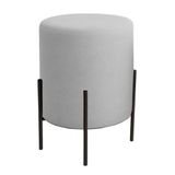 Puff Orgânico Boucle Thor Com Pés De Ferro Preto Prata