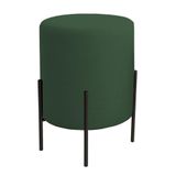 Puff Orgânico Boucle Thor Com Pés De Ferro Preto Verde Escuro