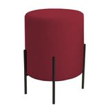 Puff Orgânico Boucle Thor Com Pés De Ferro Preto Bordo
