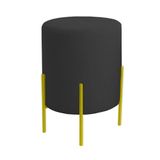 Puff Orgânico Boucle Thor Com Pés De Ferro Dourado Preto