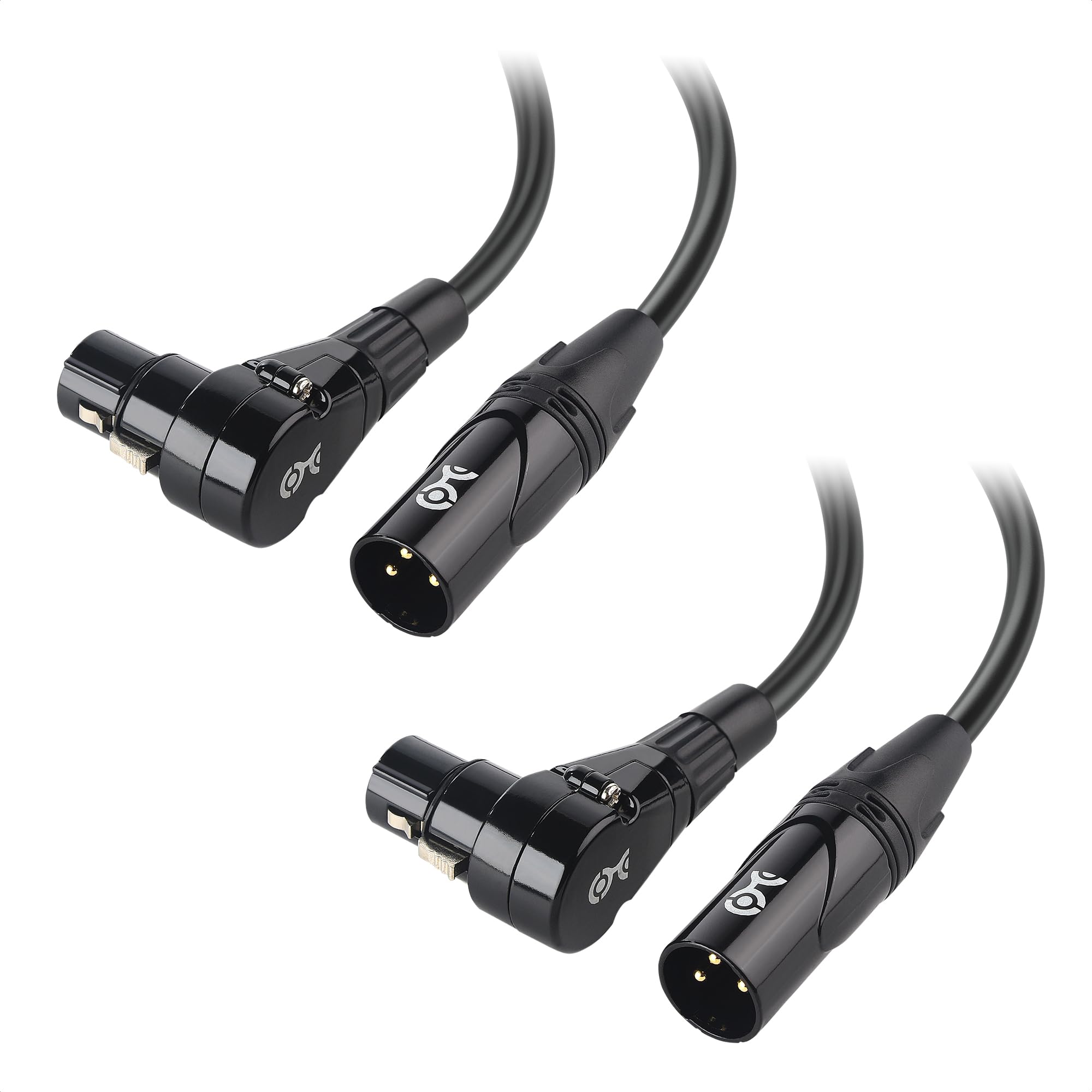 Cabo Xlr Matters Right Angle 30 Cm, Pacote Com 2 Unidades, Preto