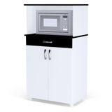 Bancada Para Micro-ondas Com 2 Portas Cassandra Branco Preto