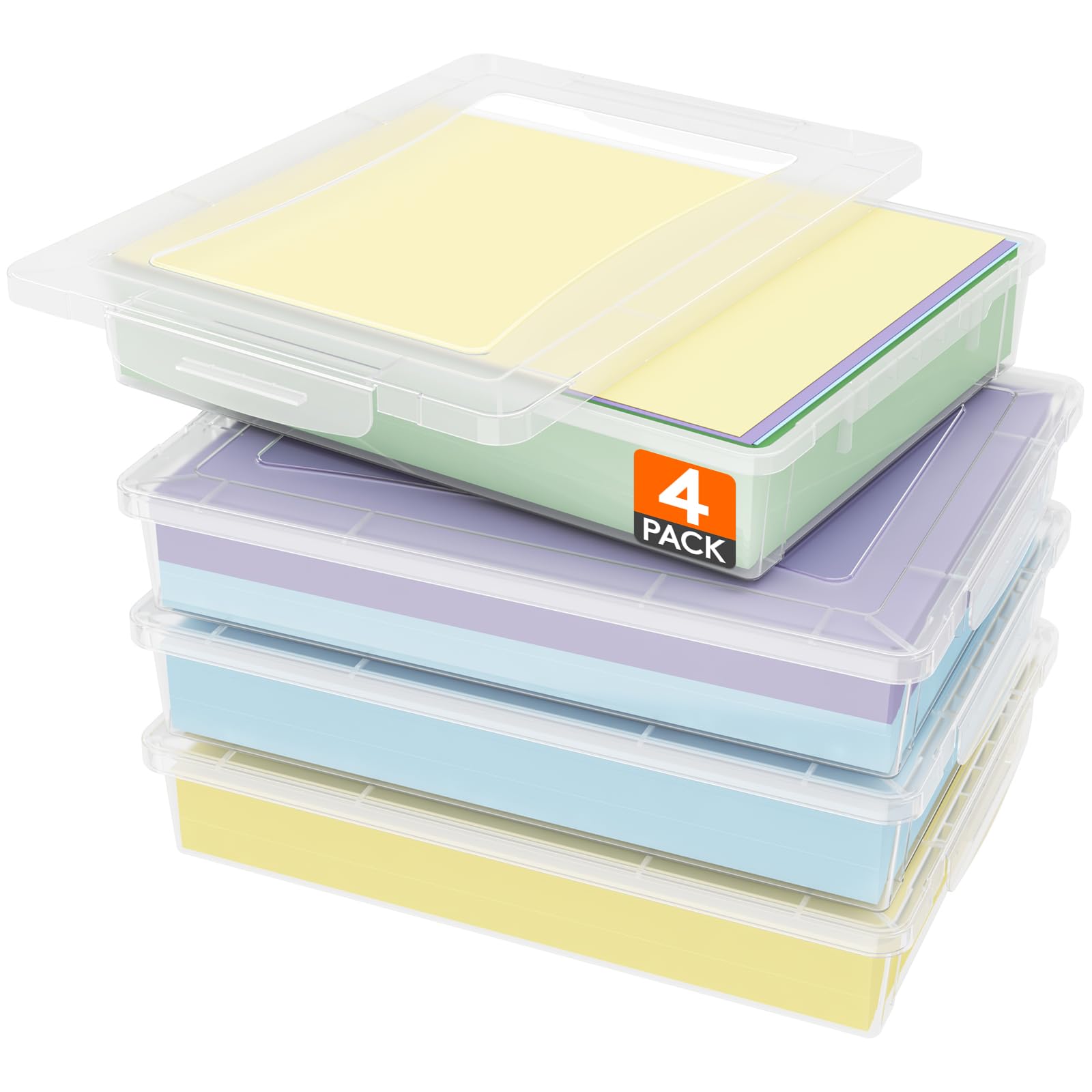 Caixa De Armazenamento Lifewit Plastic Clear A4, 8,5 X 11 Polegadas, Pacote Com 4
