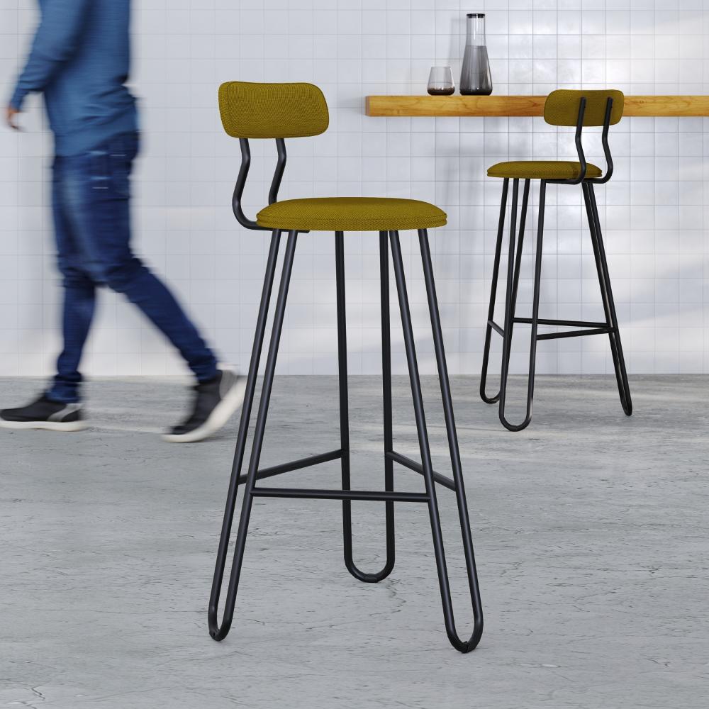 Conjunto 2 Banquetas Alta Ginger Com Encosto