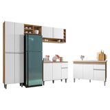 Cozinha Vanessa E Balcão De Pia Tatiane 120cm Amêndoa Branco - Ajl